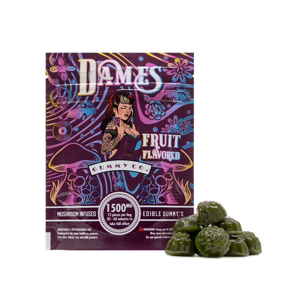 DAMES MUSHROOM INFUSED GUMMIES – 1500MG 5 FLAVOURS